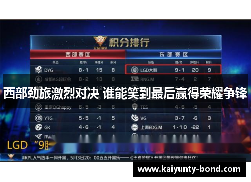 西部劲旅激烈对决 谁能笑到最后赢得荣耀争锋